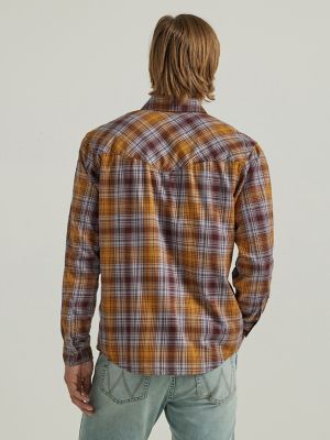 Men's Wrangler® Flannel Plaid Shirt in Vaporous Gray