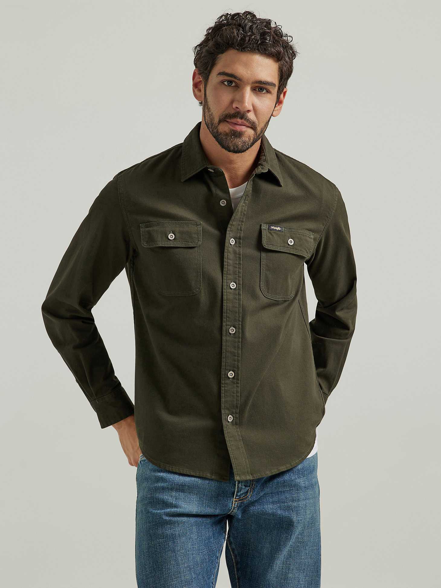 Men's Wrangler® Epic Soft™ Stretch Twill Shirt in Rosin alternative view 3