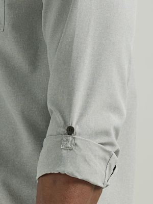 Wrangler Men's Atg Long Sleeve Fishing Button-down Shirt - Gray Xl
