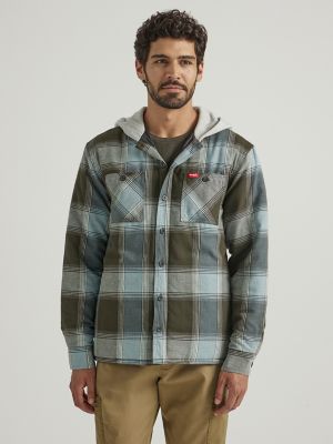 Men's Wrangler Full Zip Sherpa Lined Flannel Shirt Jacket