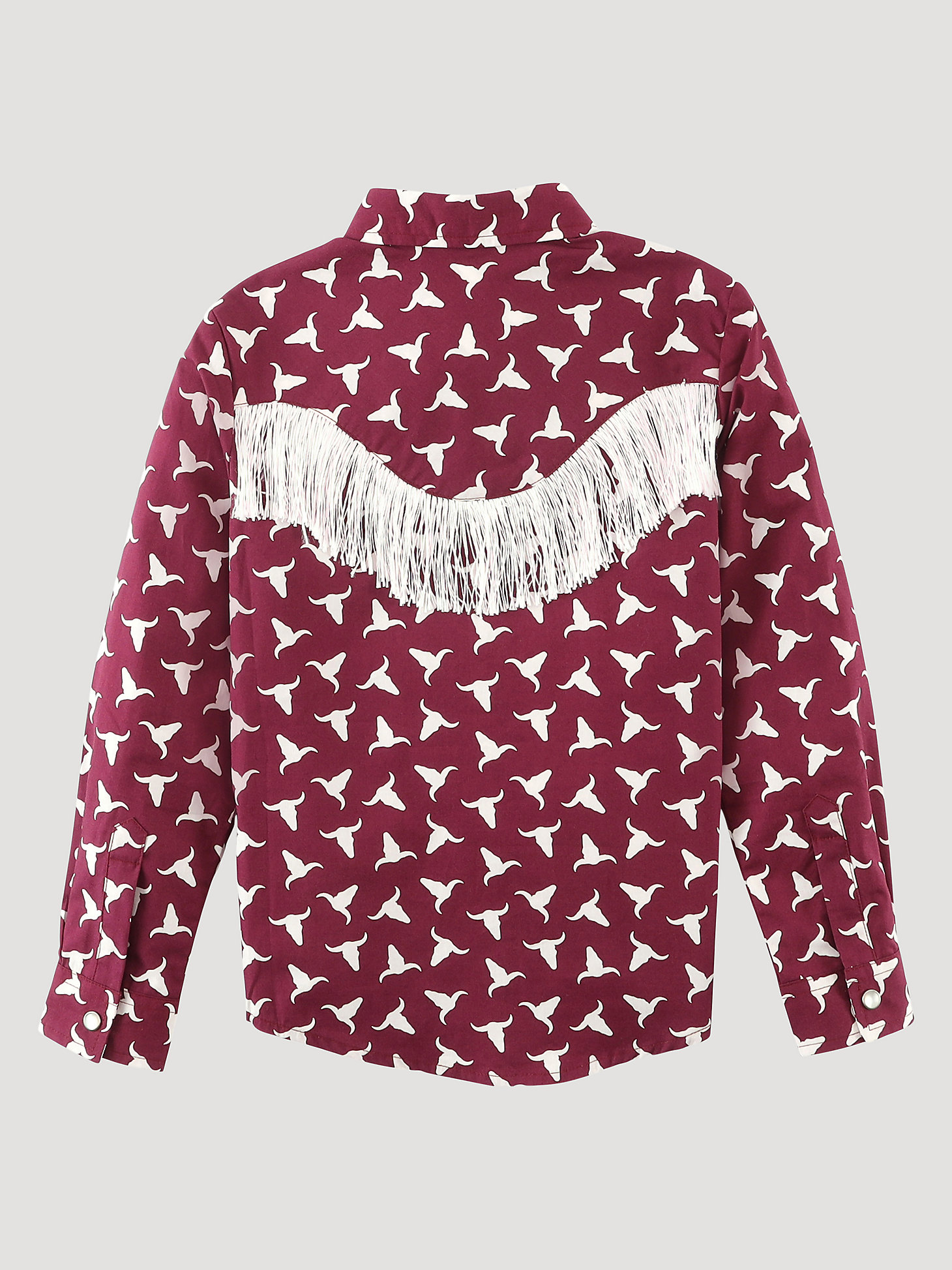 Girl's Fringe Steerhead Western Snap Shirt in Burgundy alternative view 1