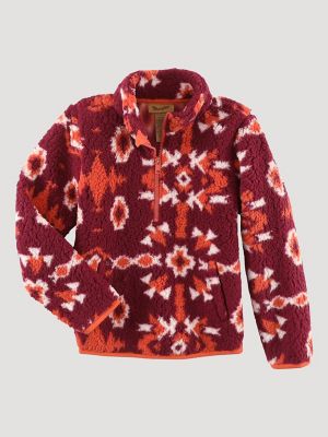 Women's Signature Sherpa Fleece Pullover, Quarter-Zip Jacquard