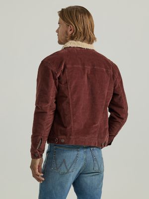 Men's Wrangler® Sherpa Lined Corduroy Trucker Jacket in Bitter Chocolate