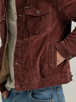 Men's Wrangler® Sherpa Lined Corduroy Trucker Jacket in Bitter Chocolate