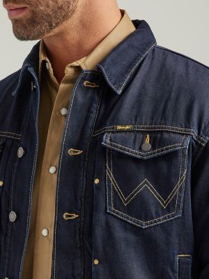 Wrangler® Western Vintage Sherpa Lined Denim Trucker Jacket in Hunter