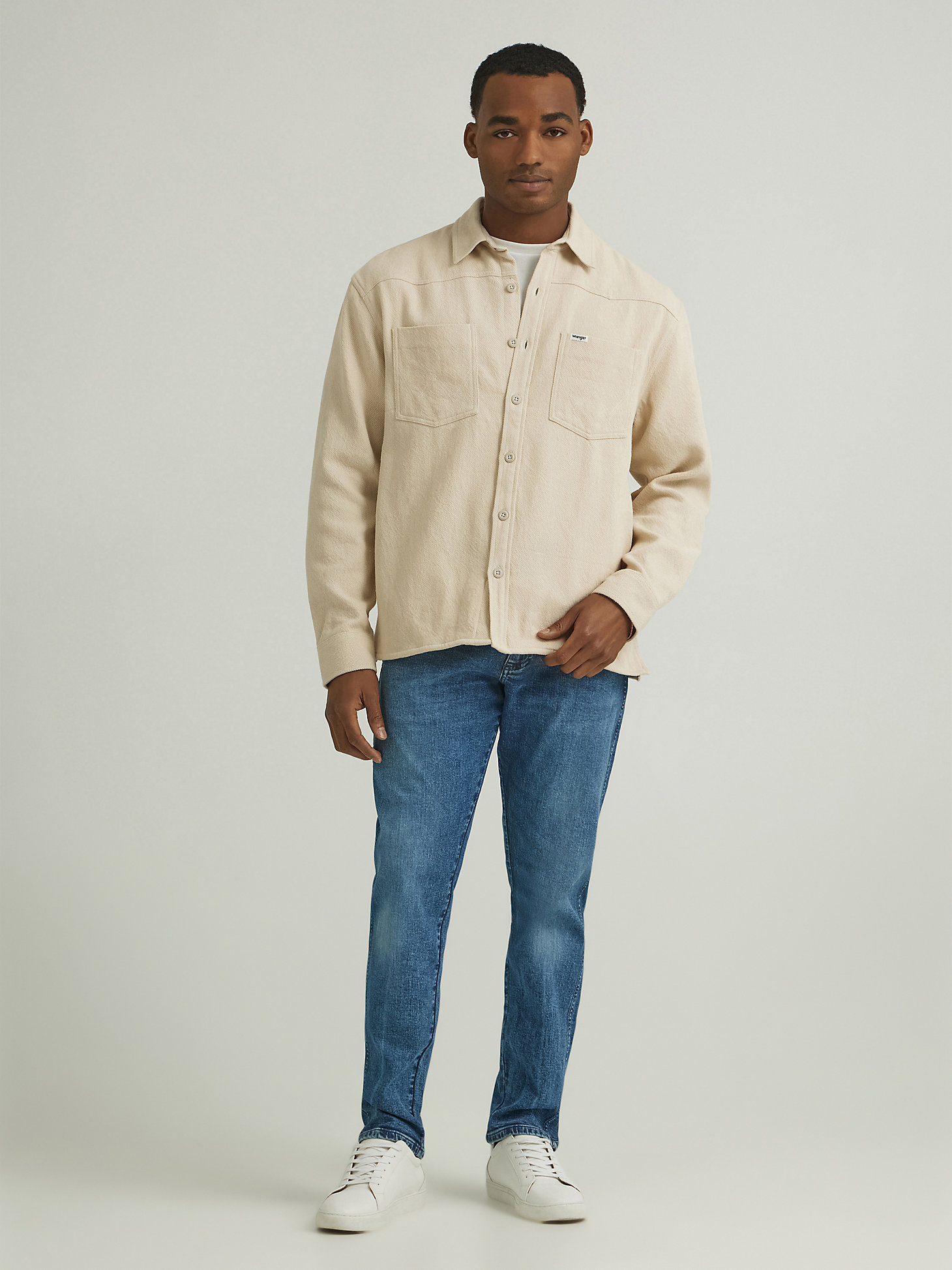 Men's Twill Overshirt in Oatmeal alternative view 1