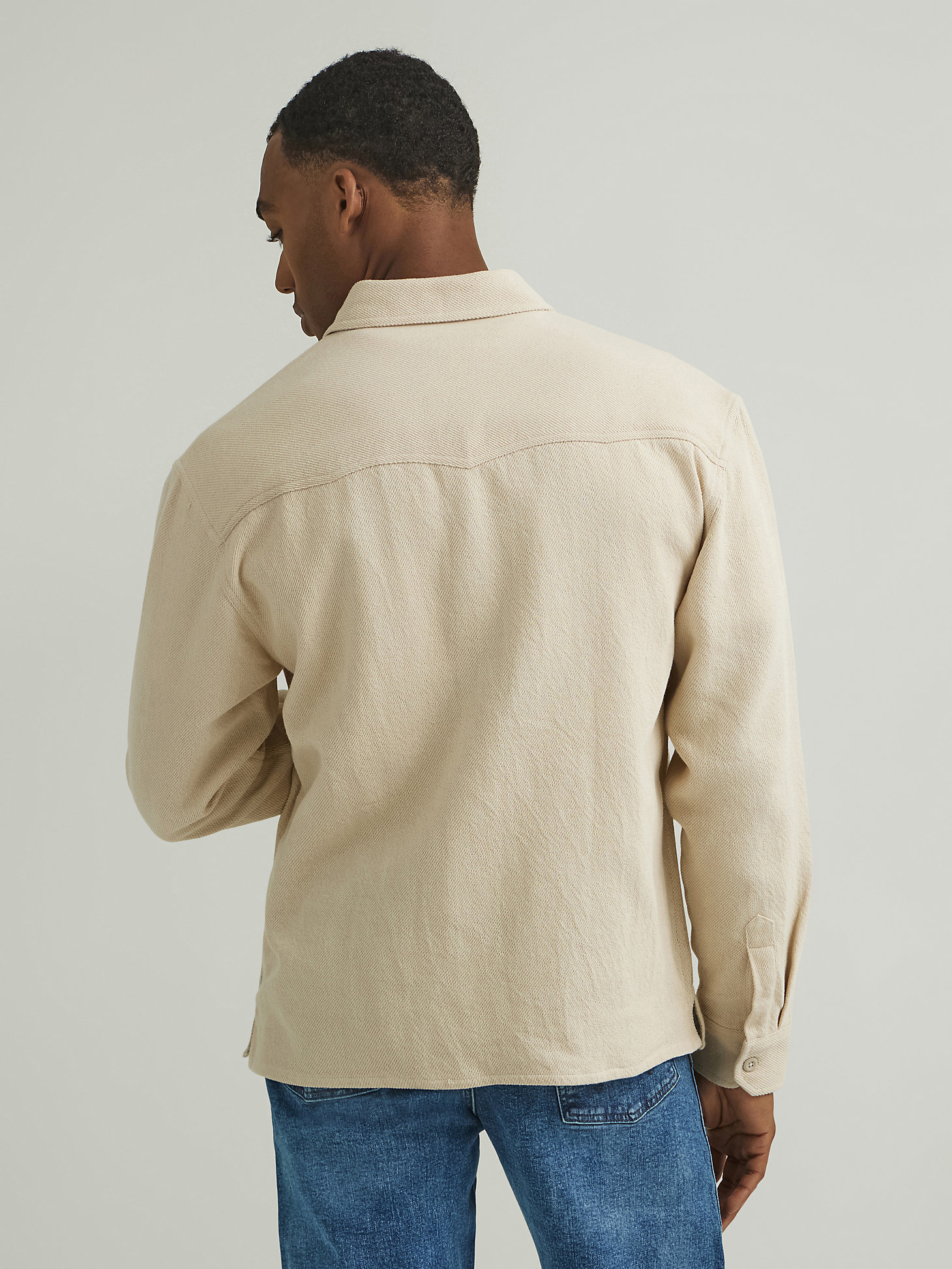 Men's Twill Overshirt in Oatmeal alternative view 3