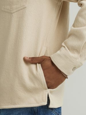 Men's Twill Overshirt in Oatmeal