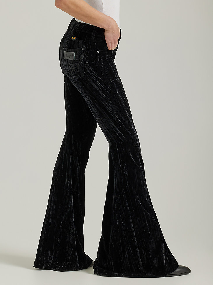 Women's Wrangler Retro® Velvet High Rise Trumpet Flare Jean in Black