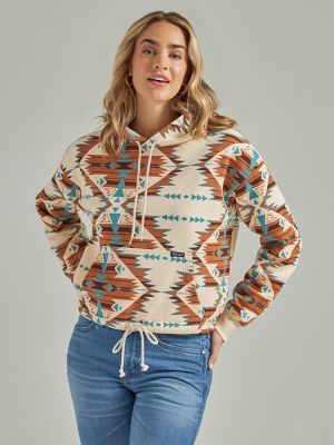 Wrangler Women's Southwestern Print Cinch Bottom Cropped Hoodie - Country  Outfitter