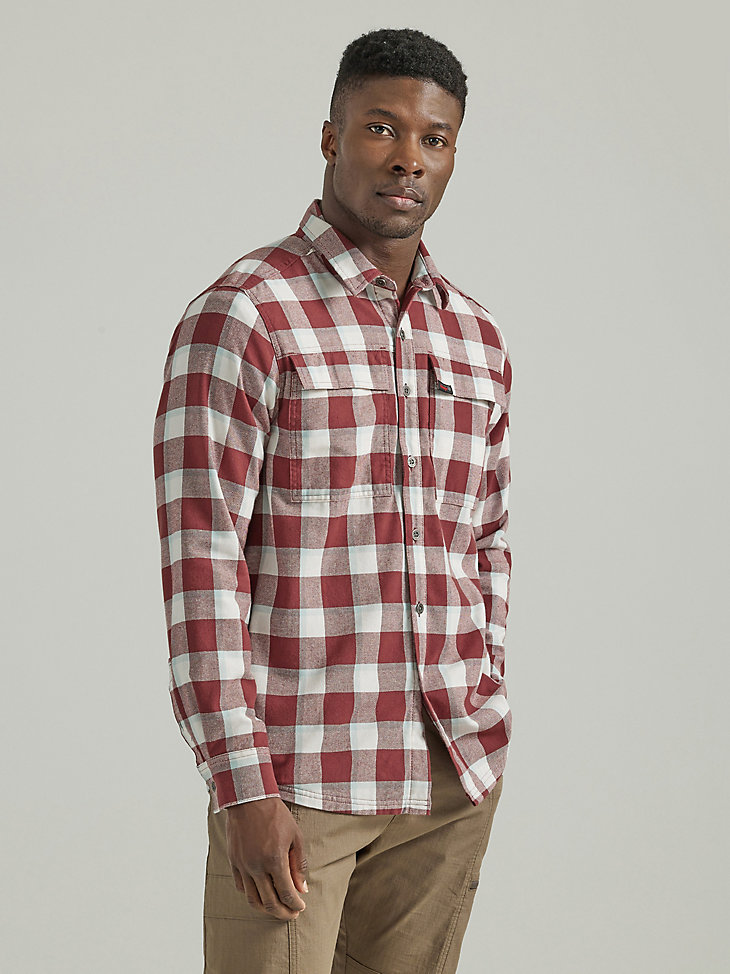 ATG by Wrangler® Men's Thermal Lined Flannel Shirt in Mahogany main view
