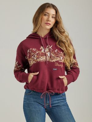 Wrangler Women's Southwestern Print Cinch Bottom Cropped Hoodie - Country  Outfitter