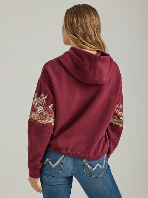 Women's Wrangler Retro® Cowboy Panorama Graphic Cinched Hoodie in Port  Royale