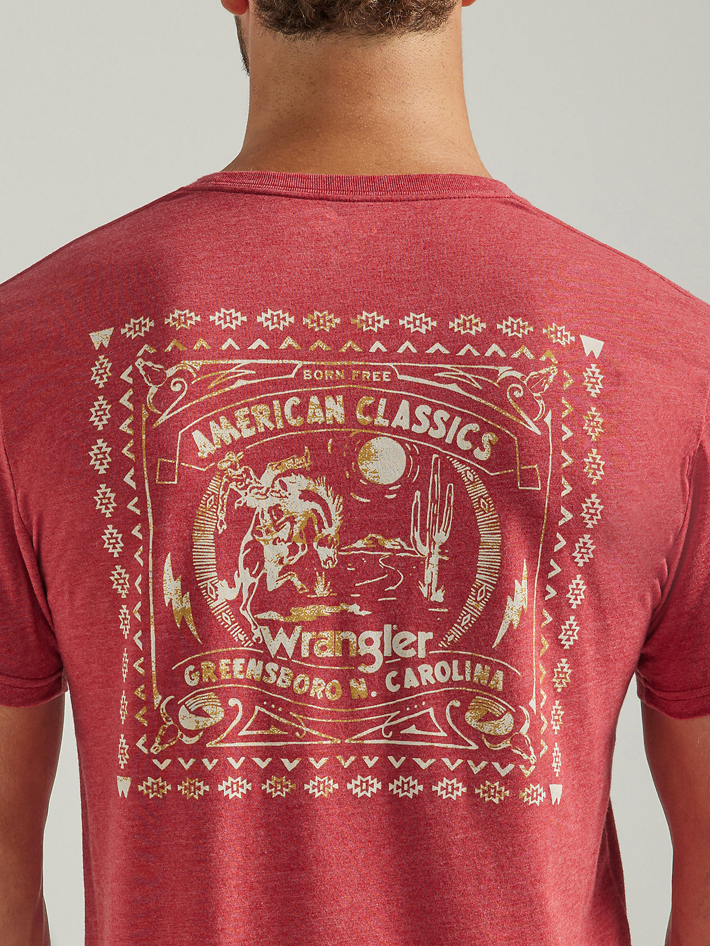Men's Wrangler American Classic Graphic T-Shirt in Brick Red Heather alternative view 3