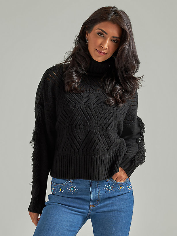 Women's Wrangler Retro® Fringe Sleeve Turtleneck Sweater