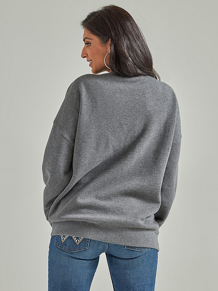 Women's Wrangler Retro® Midnight Cowgirl Oversized Sweatshirt in Grey alternative view 2