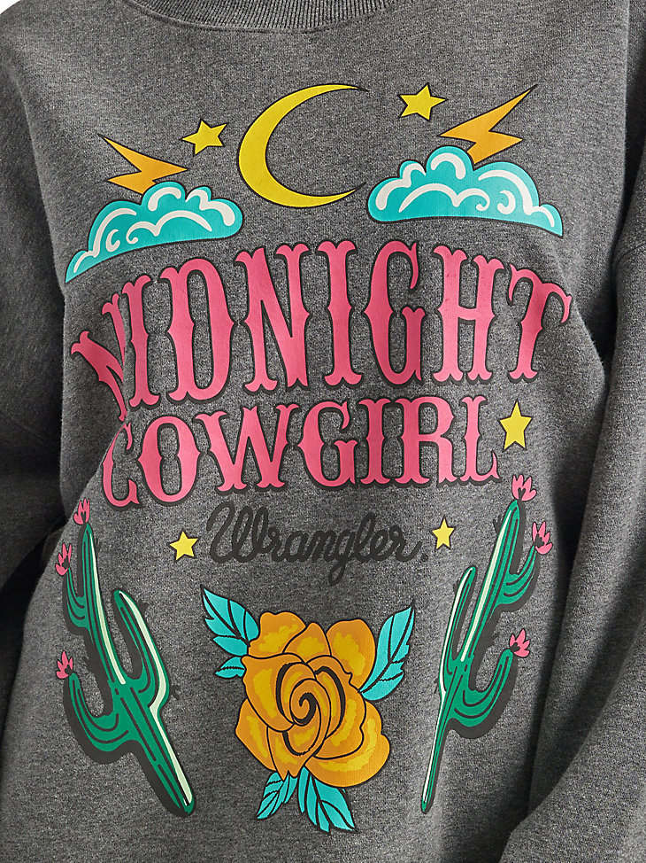 Women's Wrangler Retro® Midnight Cowgirl Oversized Sweatshirt in Grey alternative view 4