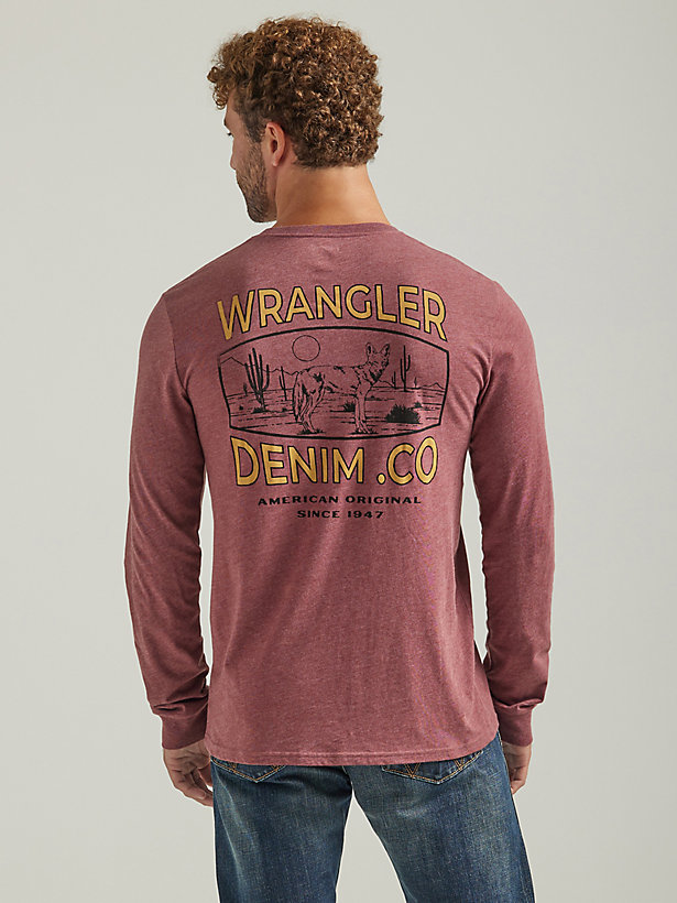 Men's Wrangler Long Sleeve Coyote Back Graphic T-Shirt