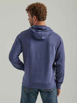 Men s Wrangler Multicolor Logo Pullover Hoodie in Denim Heather