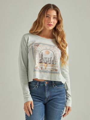 Women's Wrangler Retro® Square Drawn Long Sleeve Boyfriend Crop Tee