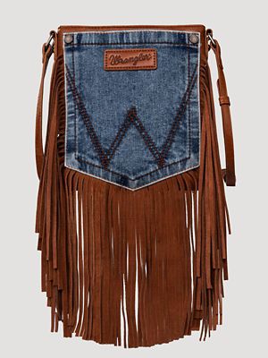 Wrangler Fringe Leather Purse Hair-on Hide Western Crossbody Bag Red  770807305485