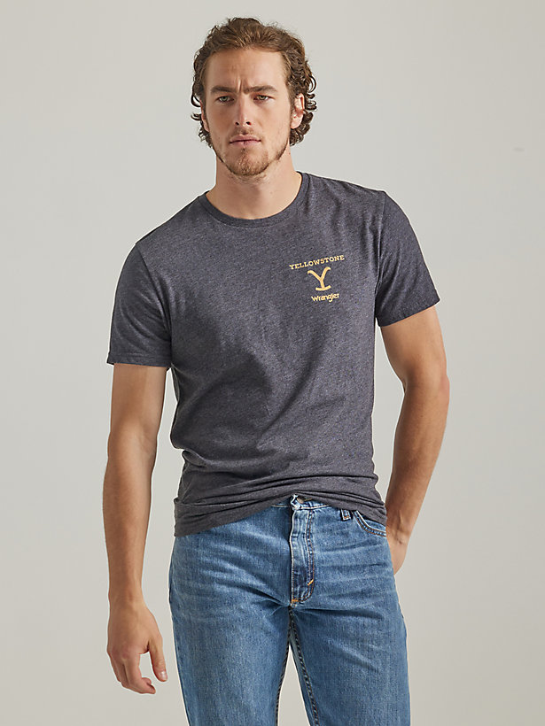 Wrangler x Yellowstone Men's Sunset Back T-Shirt in Caviar
