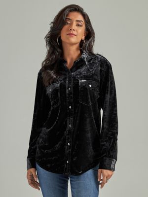 Women's Wrangler Retro® Long Sleeve Boyfriend Fit Button-Down