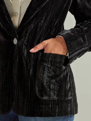 Black crushed outlet velvet blazer