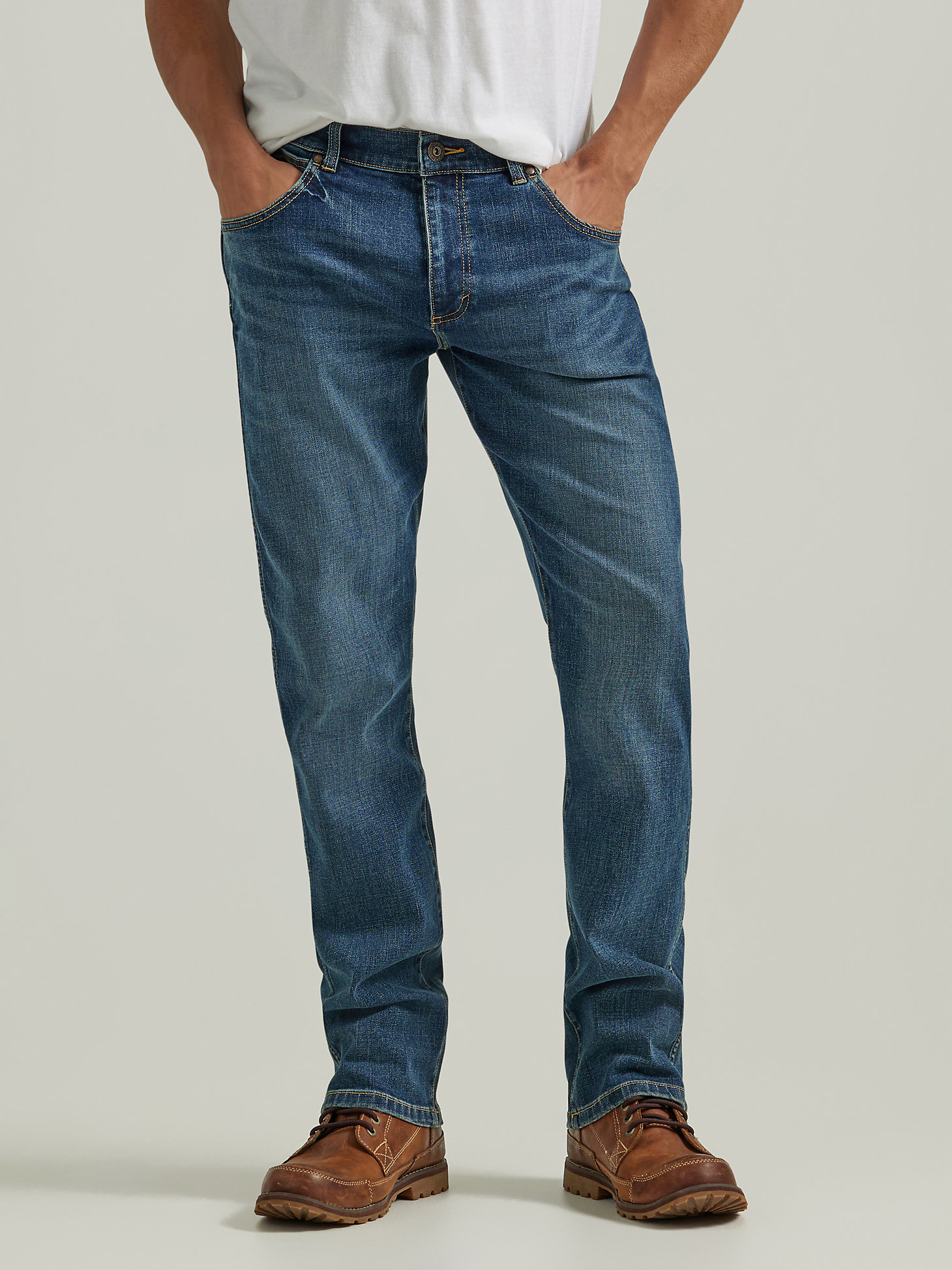 Men's Wrangler® Slim Straight Jean in Mid Wash alternative view 1