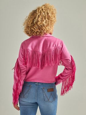 Wrangler Denim & Hot Pink Fringe Crossbody Bag