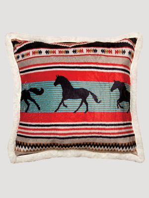 Wrangler Black Stallion Plush Throw Pillow