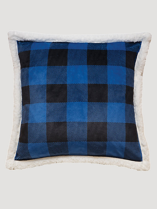 Wrangler Blue Lumberjack Buffalo Plaid Plush Throw Pillow