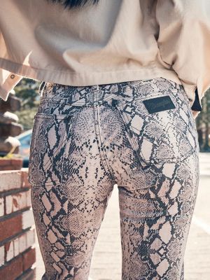 Snakeskin Print Coated Jeans