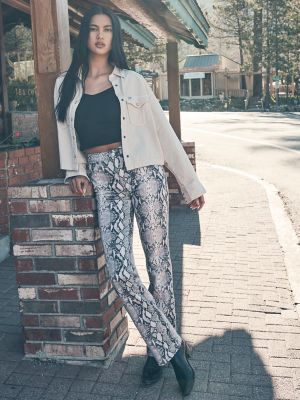 Multi Zebra Print Long Leg Straight Leg Jeans