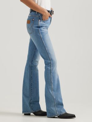 Buy Wrangler Womens Mid Rise Boot Cut Jean- Essential - 34 Leg Black - The  Stable Door