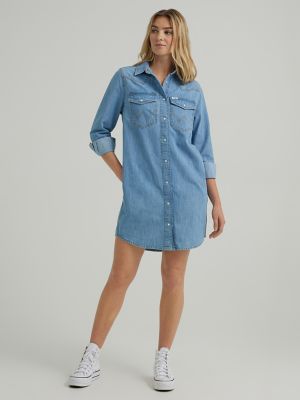 Womens denim best sale shift dress