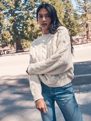 White cable knit sweater – Made in italy