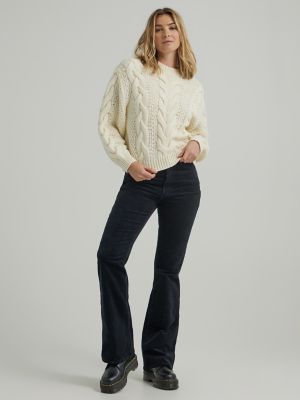 Soft Cable Knit Flare Pants