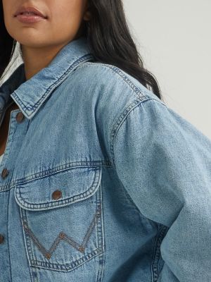 Women's Quilted Lined Denim Trucker Jacket