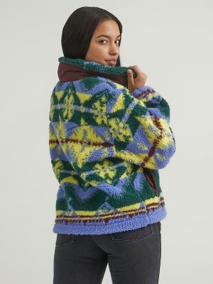 Women's Printed Full Zip Sherpa Jacket