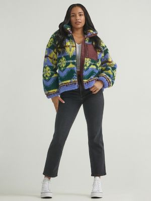 Women's Printed Full Zip Sherpa Jacket