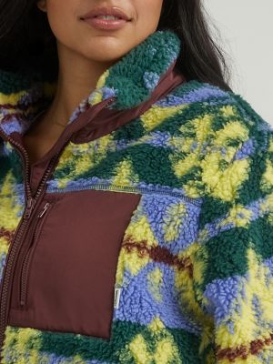 Women's Printed Full Zip Sherpa Jacket