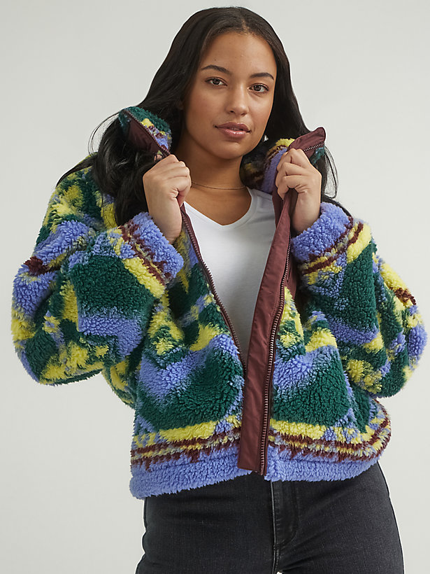Women's Printed Full Zip Sherpa Jacket