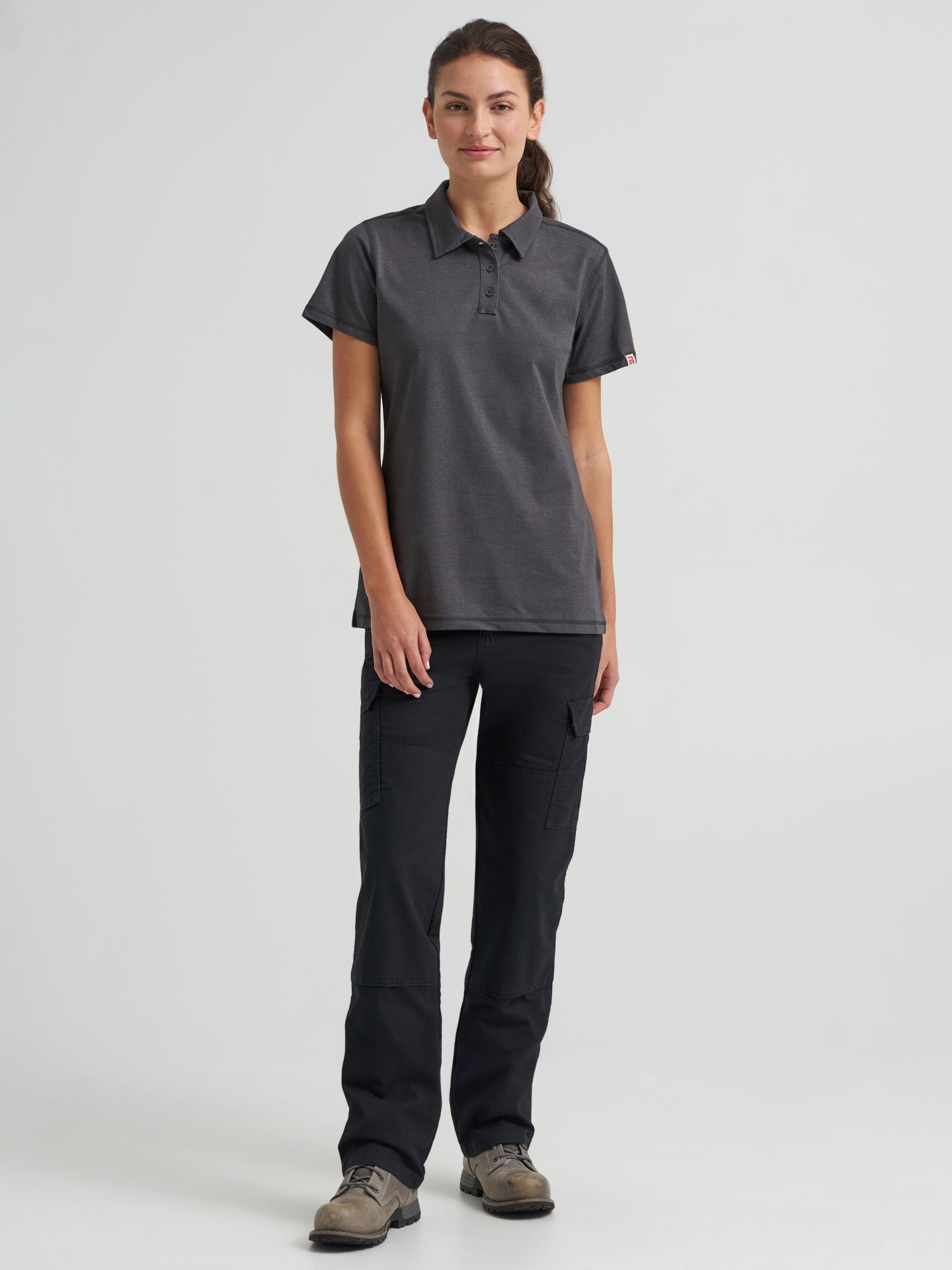 Женское поло Wrangler Riggs Workwear® Performance Knit Polo, цвет: Асфальтовый меланжевый — фото 2