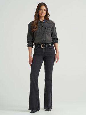 Women's Boyfriend Denim Shirt in Nashville Black