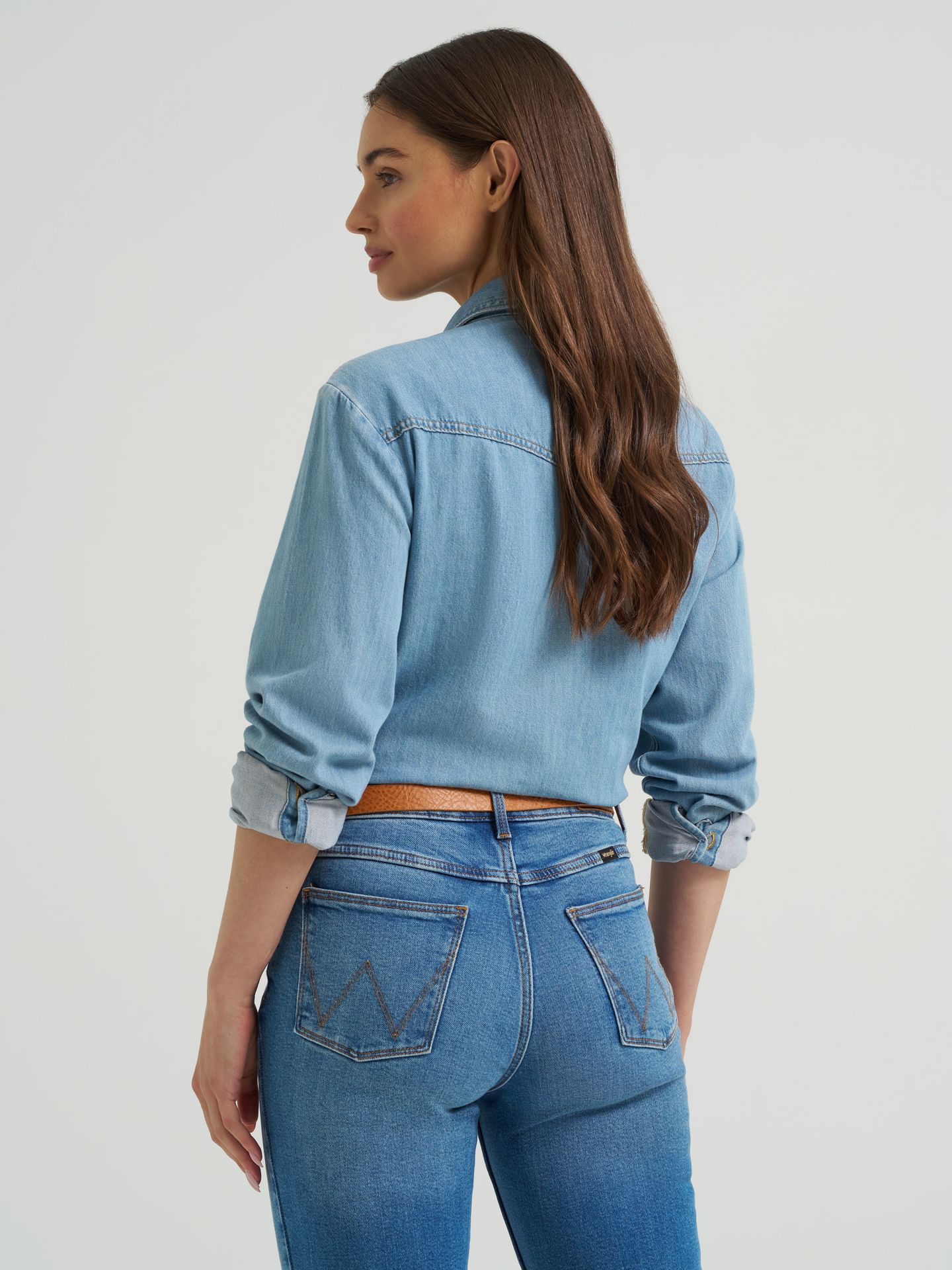 Женская рубашка Wrangler Boyfriend Denim Shirt, цвет: Синий — фото 5