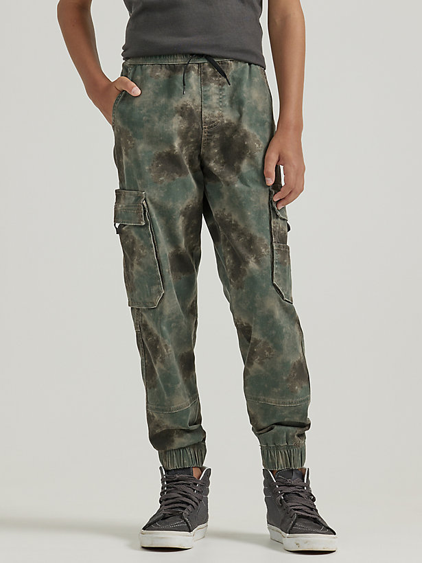 Boy's Loose Fit Cargo Jogger (Husky) in Blurred Camo Forest