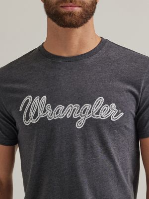 Men's Wrangler&reg; Rope Logo T-Shirt in Caviar Heather alternative view 2
