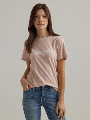 Women's Wrangler Rope Logo Reg Fit Tee in Peach Whip Heather alternative view