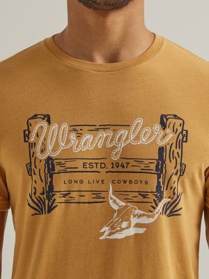 Men's Wrangler Vignette Logo T-Shirt in Pale Gold